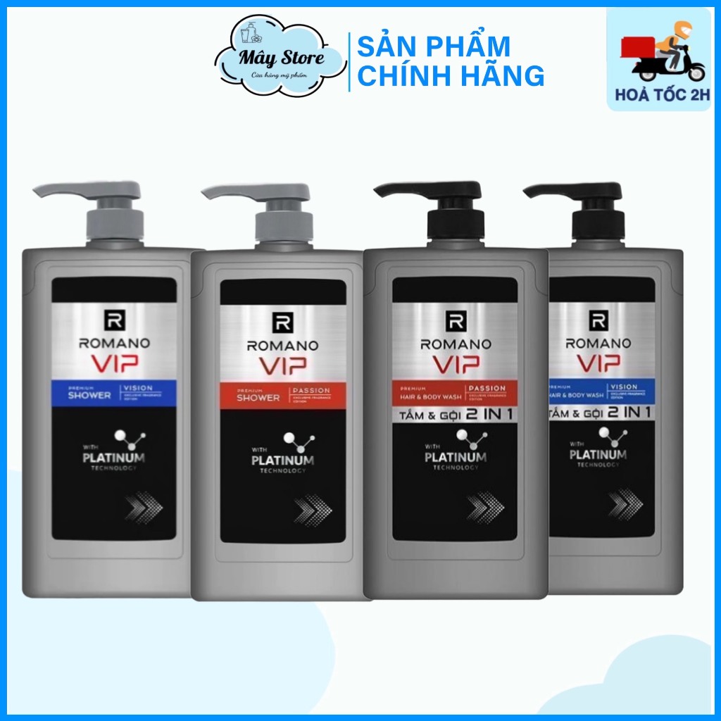 Sữa tắm Gội cao cấp Romano VIP mạnh mẽ bí ẩn Passion / Vision 650g