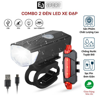 Đèn xe đạp thể thao usb và đèn hậu sáng nhiều chế độ full hộp phụ kiện - EO.sportDZ