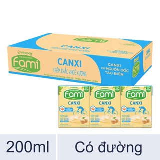 Thùng 36 hộp sữa đậu nành có đường Fami Canxi 200ml
