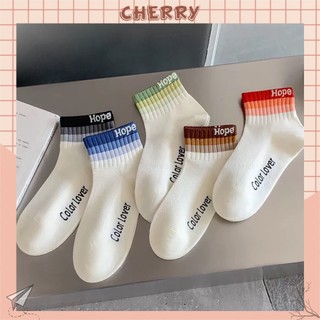 Tất cổ ngắn Cherry chất liệu cotton thoáng khí, phong cách Hàn Quốc - Cherry Shop
