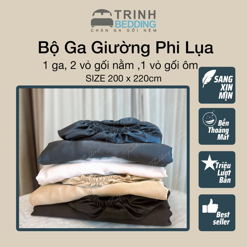 Bộ ga giường Phi lụa Mềm Mịn size 2mx2m2