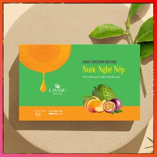 Nano curcumin mai mực nước nghệ nếp mix vị đào, mãng cầu và chanh leo hộp 45 gói LAVIASU