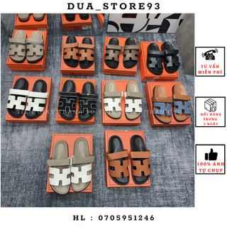 Dép lê nữ đế bánh mỳ quai ngang dán H da sần mềm hàng QCCC