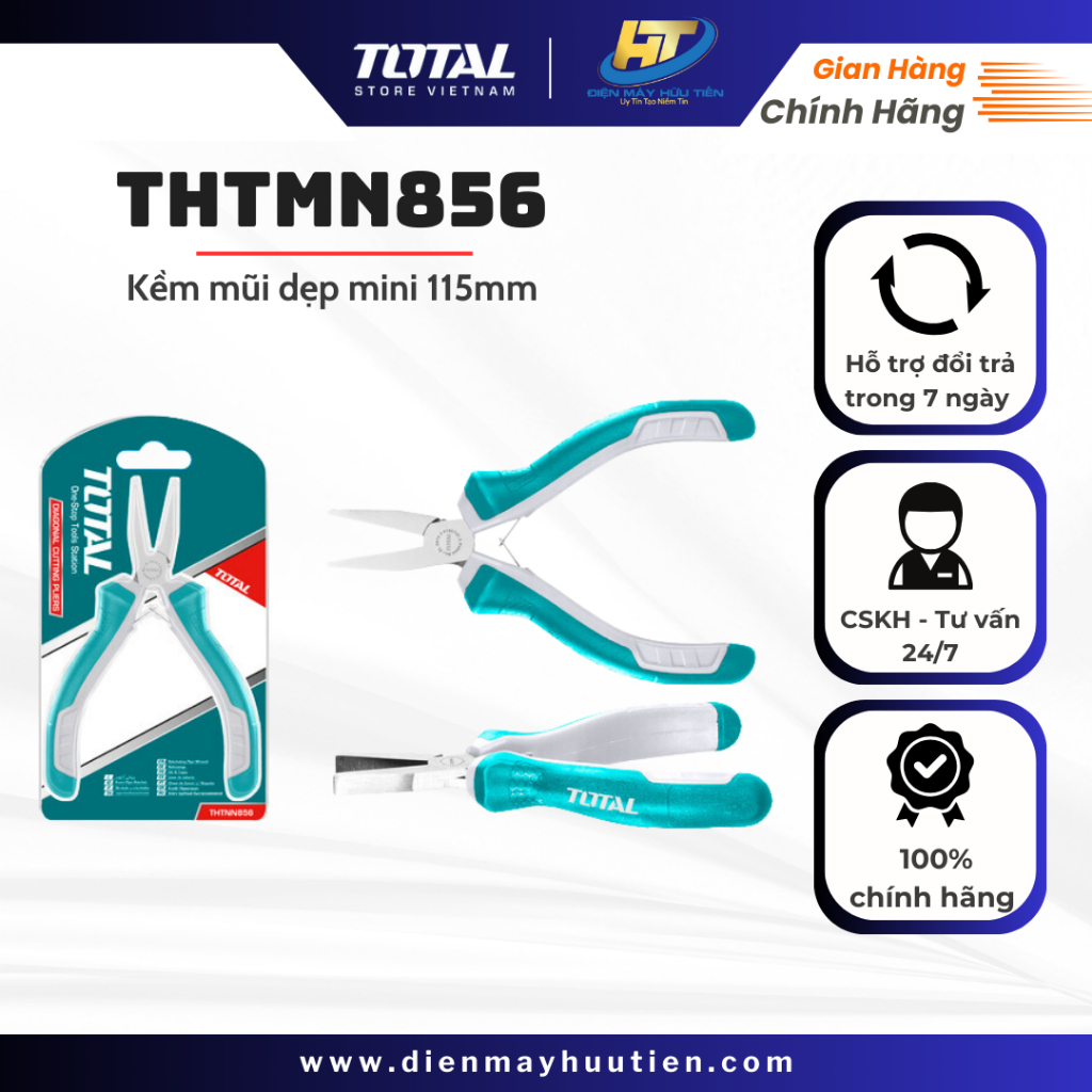 Kềm mũi dẹp mini 115mm TOTAL THTMN856