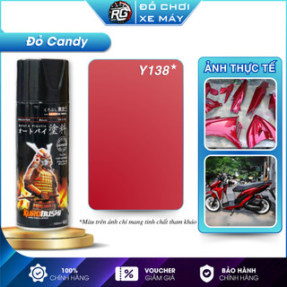 Sơn Samurai Màu Đỏ Candy Y138, Sơn Chuyên Dùng Cho Xe Máy, Sơn Xịt 400ml