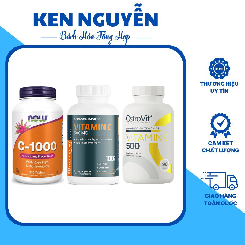 Vitamin C Viên Bổ Sung Vitamin C Tăng Sức Đề Kháng Cơ Thể Now C 1000, Ostrovit Vitamin C 500MG Bronson Vitamin C 500MG