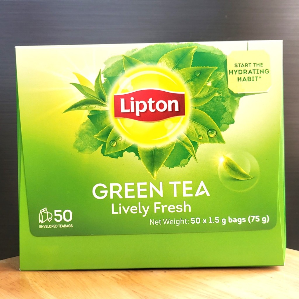 LIPTON - HỘP XANH LÁ LỚN 75gram / 50 túi lọc - TRÀ XANH TƯƠI MỚI / Green Tea Lively Fresh TeaBags