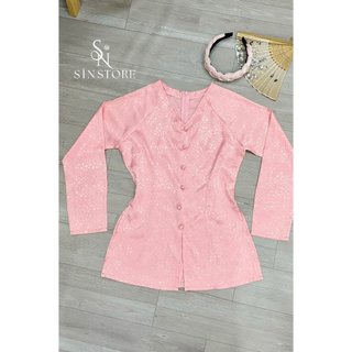 Áo bà ba gấm hoa cổ tim tay dài không kèm quần -sín store-
