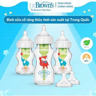 Bình sữa thuỷ tinh dr brown's "option plus" cổ rộng 150ml và 270ml tq.