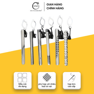 Thanh kẹp cà vạt, kẹp caravat cao cấp màu bạc 6cm
