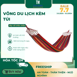 Võng du lịch gấp gọn mang đi mọi lợi kèm túi đựng tiện lợi, võng du lịch thời trang