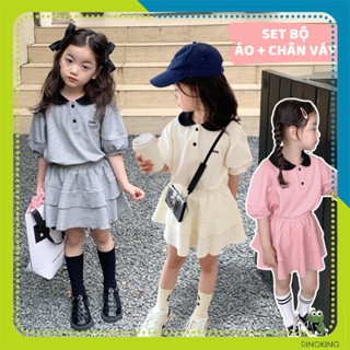 Set bé gái áo kèm chân váy DINOKING Set đồ sang chảnh cho bé đi chơi đi học phong cách Hàn Quốc 3 - 9 tuổi DB46