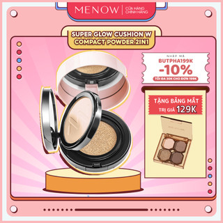 Cushion kèm phấn phủ 2in1 siêu kiềm dầu, căng bóng Menow Super Glow Cushion & Compact Powder