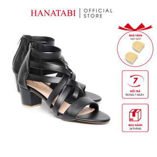 Giày Sandal Nữ Cao Gót 5cm Hanatabi Quai Đan Khóa Kéo Đế TA Cao Cấp Bigsize (35-41) Mã HNSDK5F1081