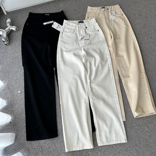 Quần Jeans Nữ THE QUAO Lưng Cao Ống Rộng Viền Túi Tròn R0407_486
