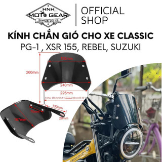 Kính chắn gió classic pg1, xsr 155, rebel, yb125, ct 125 mã k3 hãng s2r