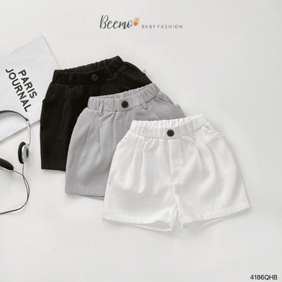 Quần đùi âu Beemo đính cúc quần chất liệu tex cao cấp, mềm mịn mặc đi học, đi chơi cho bé 9-24kg 4186QHB