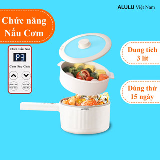 Nồi lẩu mini đa năng ALULU, Dung tích 2L hoặc 3L ( kèm xửng hấp ), Bảo hành 12 tháng
