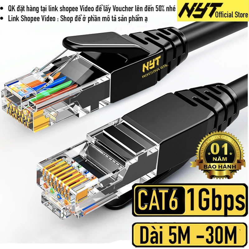 Cáp Mạng LAN Đúc Sẵn Cat6 UTP 1000Mbps Cao Cấp NYT LC6101 - BH 12T Chính Hãng