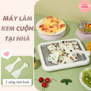 Máy Làm Kem Cuộn Mini Tại Nhà, Khay Làm Kem Tự Chế Trái Cây, Sữa Chua Chất Liệu Inox 304 An Toàn Tiện Dụng Cho Trẻ Em