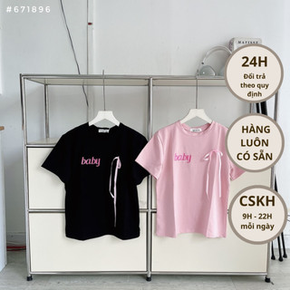 Áo babytee in chữ đính nơ 2444 #671896