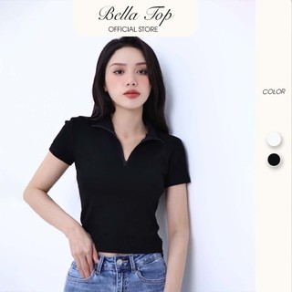 Áo polo nữ, Polo nữ trơn basic khóa kéo chất liệu cotton co giãn 4 chiều - Bella Top MS01
