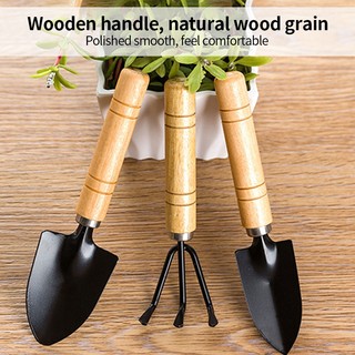 Combo bộ 3 món làm vườn hoa,gồm xẻng xúc đất,cào,chĩa,Bộ dụng cụ làm vườn cán gỗ mẫu mới