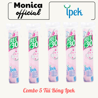 Combo 5 bông tẩy trang ipek 150 miếng, mềm mịn cotton nhiều lớp chính hãng