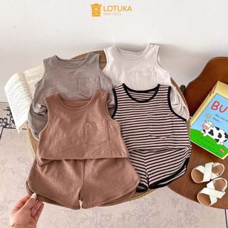 Bộ sát nách lotuka cho bé, bộ ba lỗ bé trai bé gái, quần áo trẻ em 4-18kg