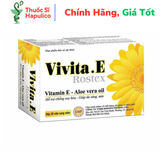  Viên uống đẹp da bổ sung Vitamin E Vivita. E Rostex Omega 3 tinh dầu nha đam - Hộp 30 viên 