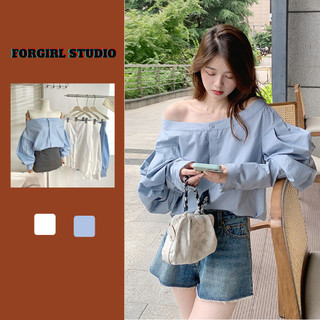 Ao sơ mi trễ vai Forgirlstudio áo sơ mi tay bồng T036