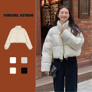 Áo khoác phao croptop Forgirlstudio dáng Hàn Quốc siêu ấm mùa đông trơn dáng basic dễ mặc T014