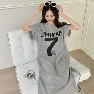 Váy lười dài quá đầu gối phong cách mới in chữ CVORSE và số 7 ngắn tay cho nữ TTDSA0260