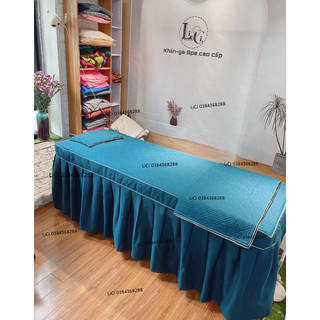 Bộ Ga giường spa cotton poly trần bông, ga giường gội, giường tiêm… tặng kèm vỏ gối