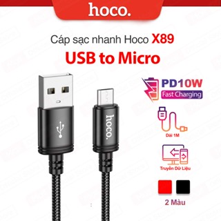 Cáp sạc nhanh PD10W USB to Micro Hoco X89 hỗ trợ truyền dữ liệu, dành cho Android phone, dây dù bền bỉ dài 1M