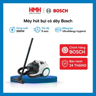 [CHÍNH HÃNG] Máy Hút Bụi Có Dây Bosch Series 4 ProHygienic 2000W 2L Màu trắng Lọc bụi mịn Tiện dụng HMH.BGS21WHYG