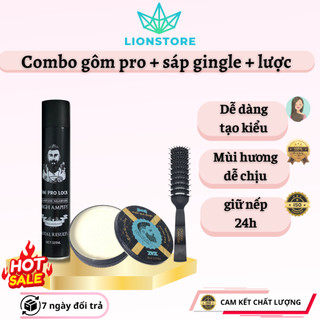 Gôm xịt tóc nam siêu cứng tạo kiểu the pro lock kèm sáp gingle tặng lược tạo kiểu