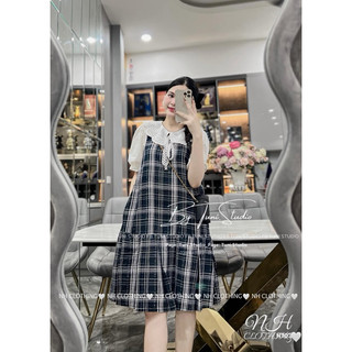 Váy kẻ cổ ren sm