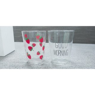 Ly, cốc thủy tinh, quà tăng hình trái dâu - good morning