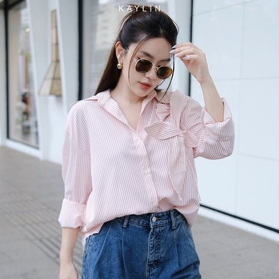 Áo sơ mi KAYLIN Freesize thiết kế phối hoa chất vải kate phong cách trẻ trung thanh lịch - N2263