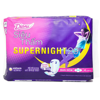 [CHE TÊN] Băng vệ sinh siêu thấm Diana Super Night ban đêm 29cm 4 miếng