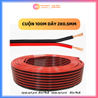 Cuộn 100m dây điện đôi đỏ đen 2x0.5mm | giá 1 cuộn dài 100m dây điện đôi đỏ đen