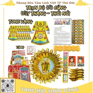 Trọn bộ đồ cúng mụ hài tròn tone vàng đầy tháng - thôi nôi