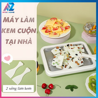 Máy Làm Kem Cuộn Mini Tại Nhà- Khay Làm Kem Tự Chế Trái Cây, Sữa Chua Chất Liệu Inox 304 An Toàn, Tiện Dụng Cho Trẻ Em