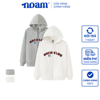 Áo khoác nỉ NOAM Hoodie Zip Nafox Vải nỉ mềm mịn vượt trội - Xám/ Trắng