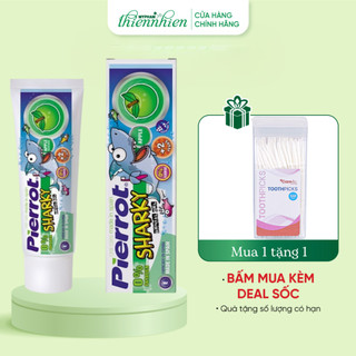 Gel đánh răng trẻ em Pierrot Sharky Calci hữu cơ hương táo 75ML