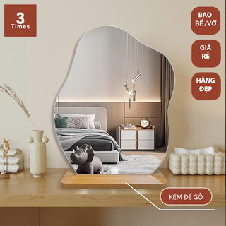  Gương mây để bàn trang điểm hình hạt đậu gương soi siêu nét kèm để gỗ bao bể vỡ nhiều size 