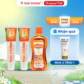 Combo Kem đánh răng Thái Dương /Nước súc miệng Valentine tặng tuýp dầu gội Thái Dương 7 plus Gold  50ml_Sao Thái Dương