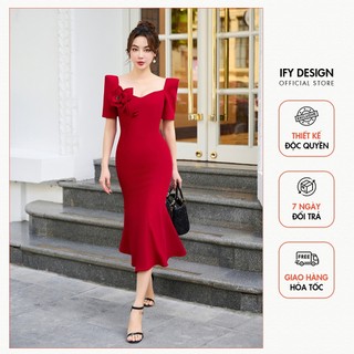 Váy nữ dự tiệc sang trọng thiết kế cổ vuông dáng đuôi cá thương hiệu IFY DESIGN - VA0655