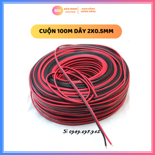Dây điện đôi đỏ đen 2x0.5mm loại tốt | Cuộn dây điện đỏ đen loại nhỏ 2 lõi 0.5mm